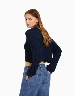 FEMME BERSHKA Maille*Pull à col rond à torsades