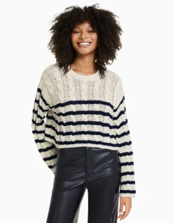 FEMME BERSHKA Maille*Pull à col rond à torsades