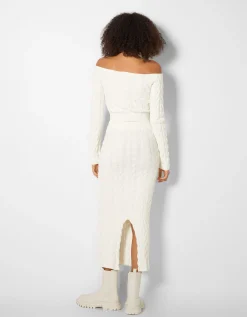 FEMME BERSHKA Maille*Pull Bardot tressé