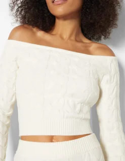 FEMME BERSHKA Maille*Pull Bardot tressé