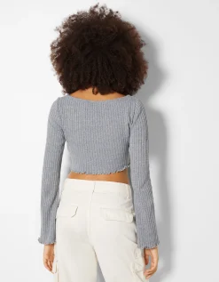 FEMME BERSHKA Maille*Pull bord-côte