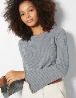 FEMME BERSHKA Maille*Pull bord-côte