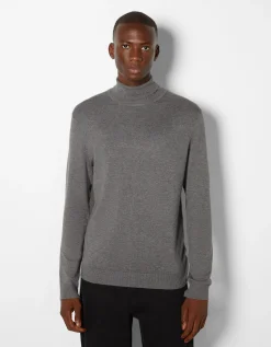 HOMME BERSHKA Pulls et gilets*Pull bord-côte col roulé