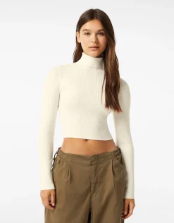 FEMME BERSHKA Maille*Pull bord-côte col roulé