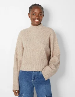FEMME BERSHKA Pulls*Pull col montant bord-côte