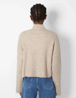 FEMME BERSHKA Pulls*Pull col montant bord-côte