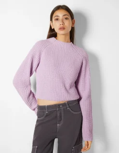 FEMME BERSHKA Maille*Pull col montant chenille