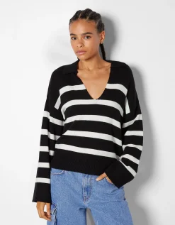 FEMME BERSHKA Maille*Pull col polo