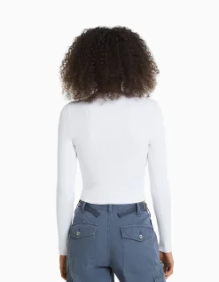 FEMME BERSHKA Maille*Pull col polo bord-côte
