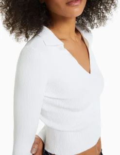 FEMME BERSHKA Maille*Pull col polo bord-côte