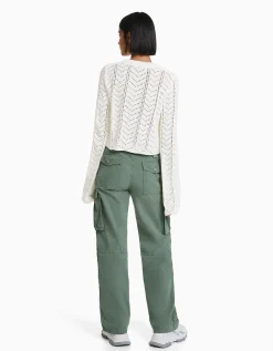 FEMME BERSHKA Maille*Pull col rond ajouré