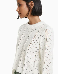 FEMME BERSHKA Maille*Pull col rond ajouré