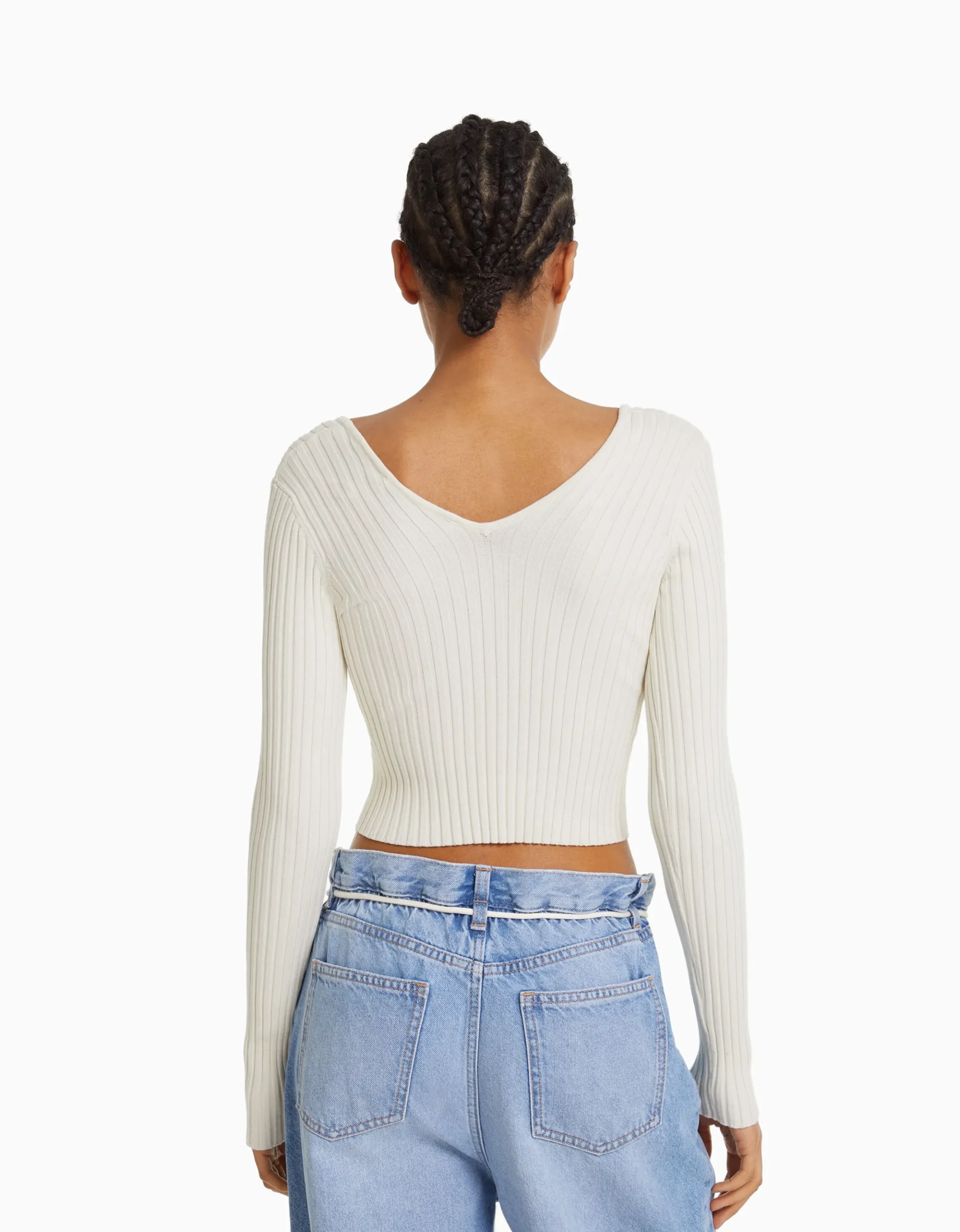 FEMME BERSHKA Vêtements*Pull col V bord-côte