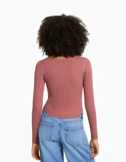 FEMME BERSHKA Maille*Pull corset maille côtelée
