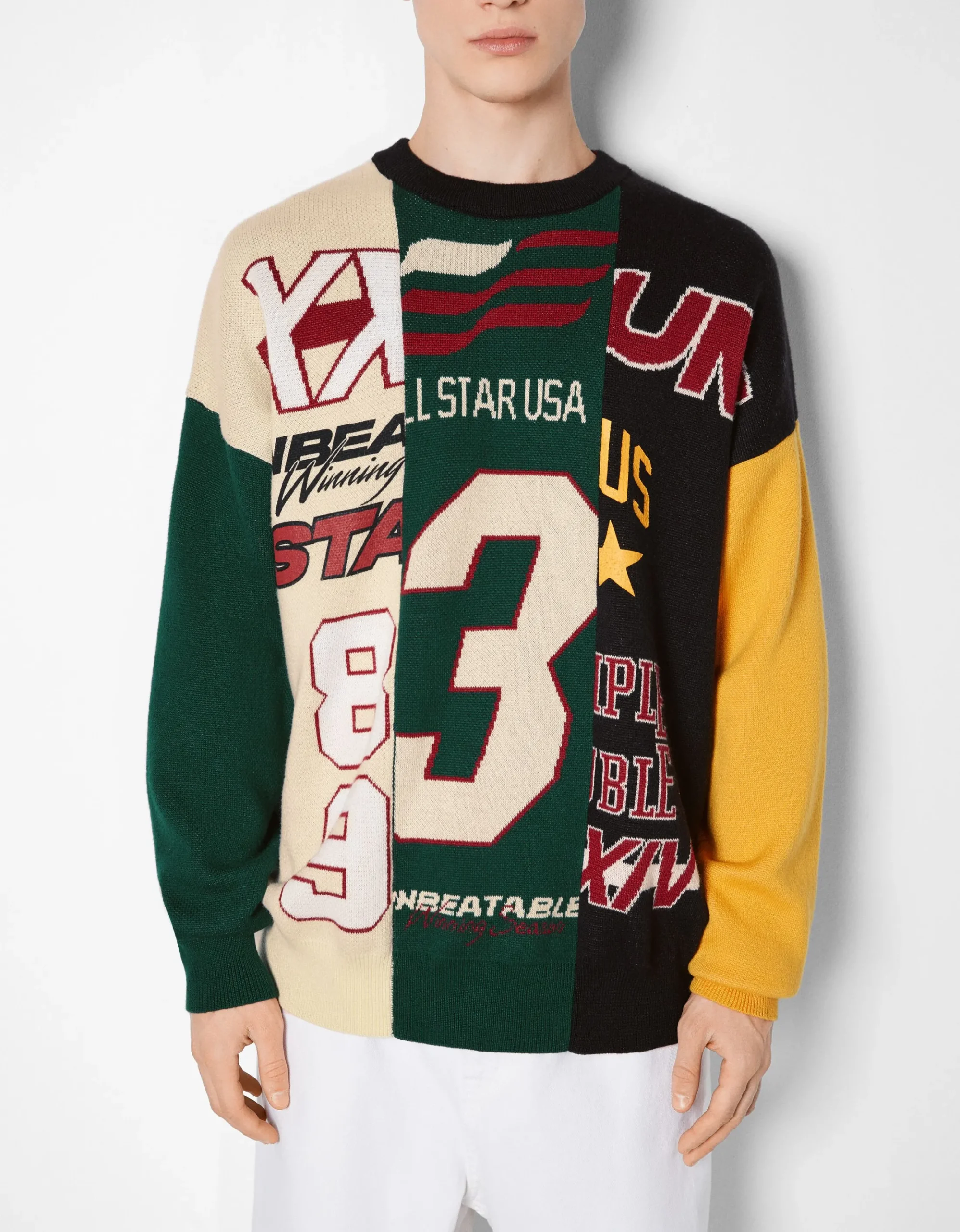HOMME BERSHKA Pulls et gilets*Pull couleur block