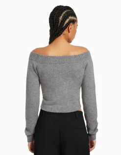 FEMME BERSHKA Maille*Pull court col en V