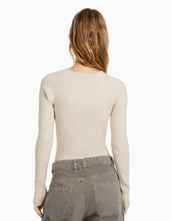 FEMME BERSHKA Maille*Pull croisé devant cut out