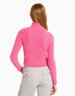 FEMME BERSHKA Pulls*Pull fausse fourrure col roulé