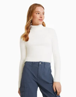 FEMME BERSHKA Pulls*Pull fausse fourrure col roulé