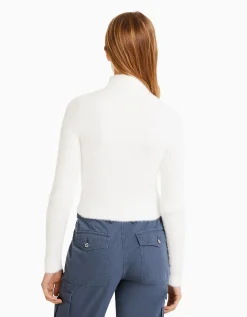 FEMME BERSHKA Pulls*Pull fausse fourrure col roulé