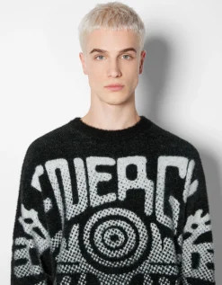 HOMME BERSHKA Pulls et gilets*Pull fourrure imprimé dégradé