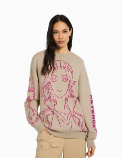 FEMME BERSHKA Vêtements*Pull imprimé TOKYO REVENGERS