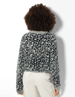 FEMME BERSHKA Maille*Pull jacquard imprimé animal