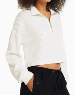 FEMME BERSHKA Pulls*Pull maille col roulé zippé