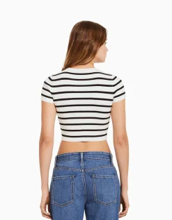 FEMME BERSHKA Tee-shirts*Pull manches courtes bord-côte