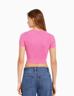 FEMME BERSHKA Tee-shirts*Pull manches courtes bord-côte