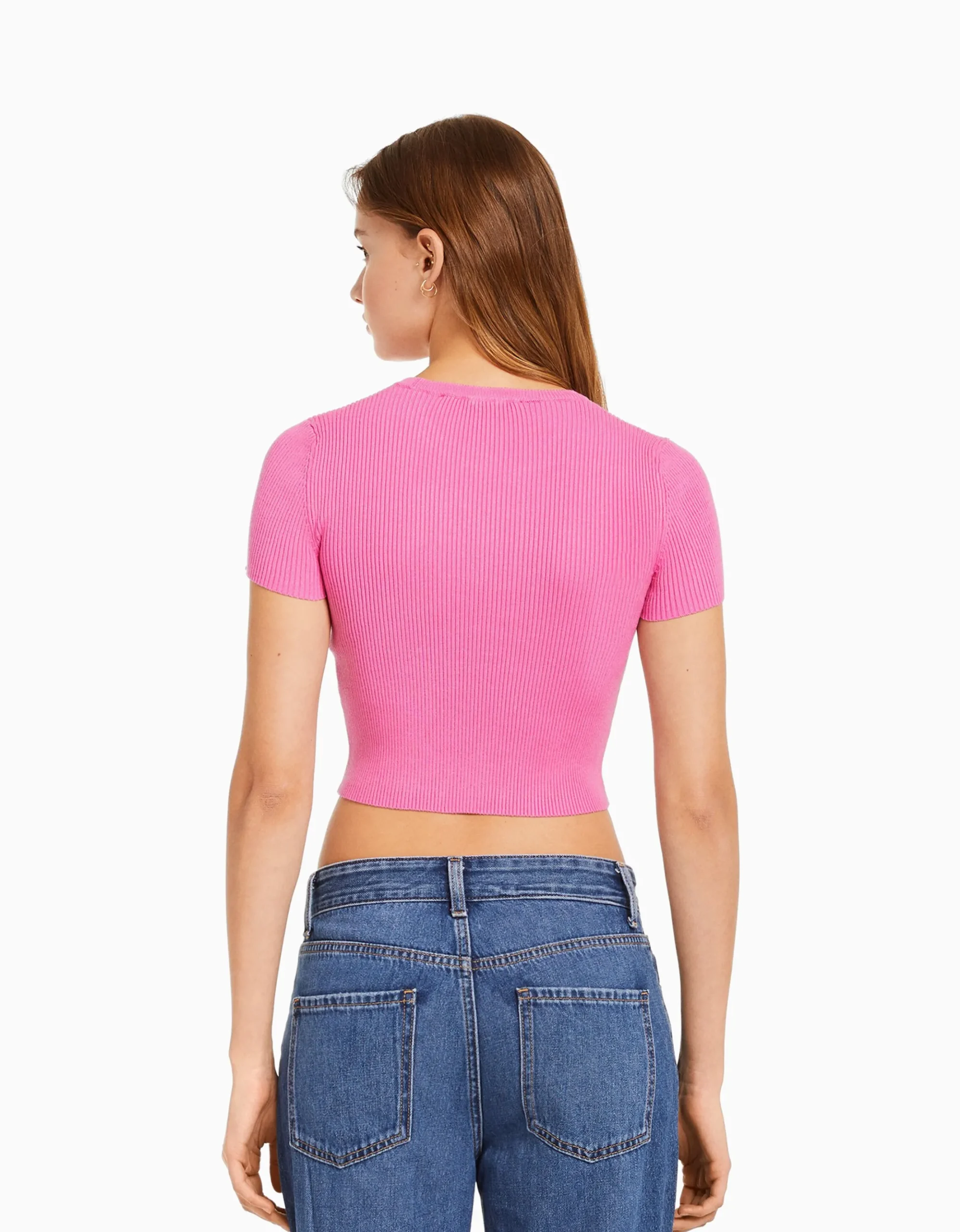 FEMME BERSHKA Tee-shirts*Pull manches courtes bord-côte