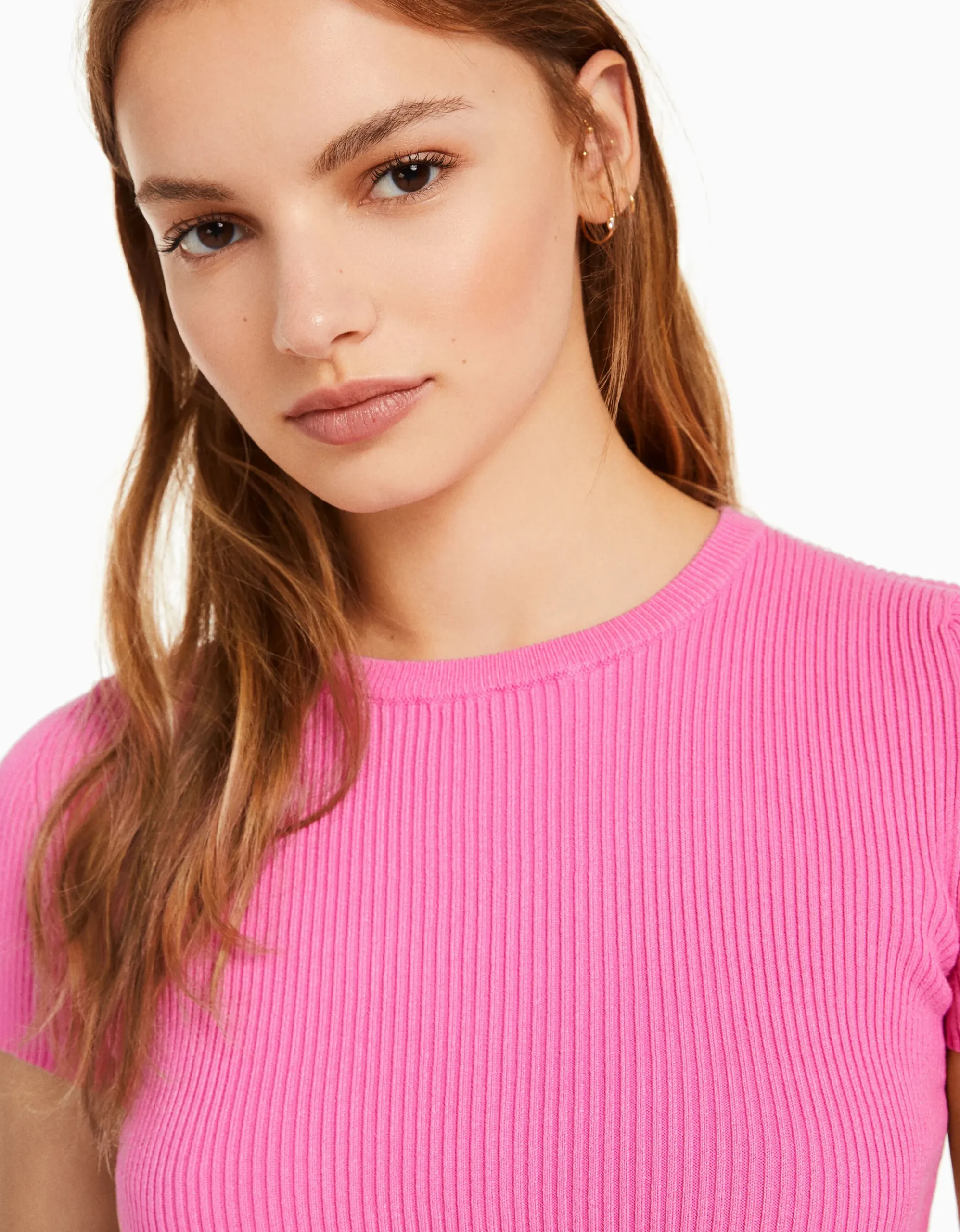 FEMME BERSHKA Tee-shirts*Pull manches courtes bord-côte