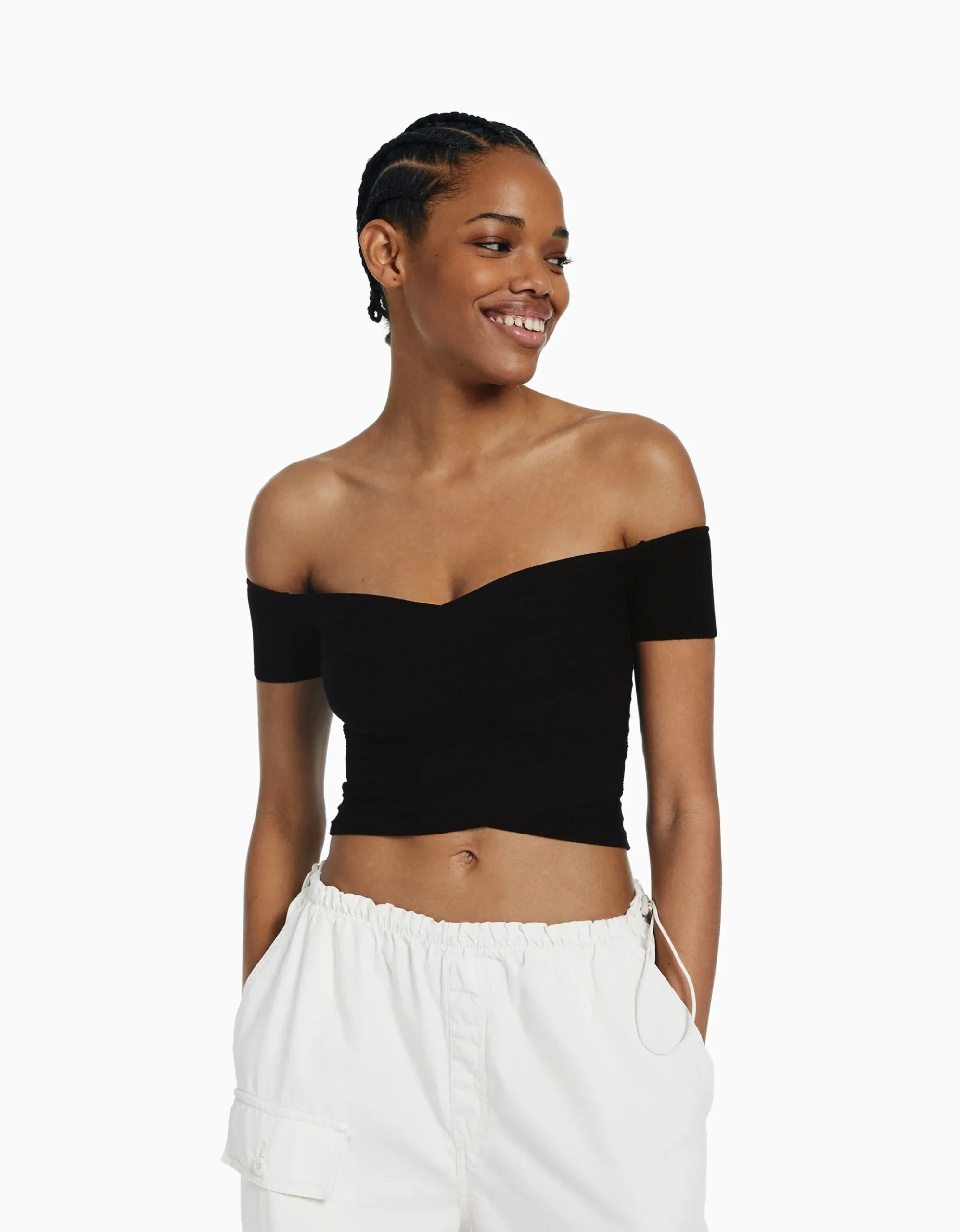FEMME BERSHKA Tee-shirts*Pull manches courtes croisé