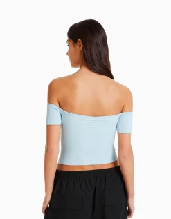 FEMME BERSHKA Tee-shirts*Pull manches courtes croisé
