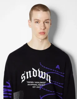HOMME BERSHKA Pulls et gilets*Pull manches longues imprimé