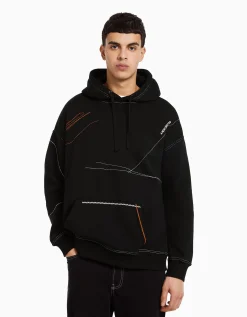 HOMME BERSHKA Sweats*Pull oversize fil contraste