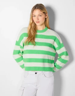 FEMME BERSHKA Maille*Pull rayé à col rond