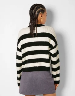 FEMME BERSHKA Maille*Pull rayé à col rond