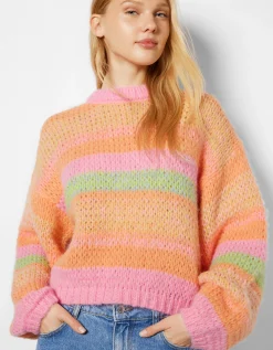 FEMME BERSHKA Maille*Pull rayé à col rond