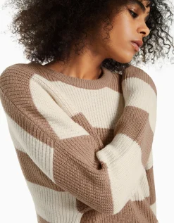 FEMME BERSHKA Maille*Pull rayé à col rond