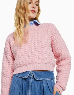 FEMME BERSHKA Maille*Pull texturé