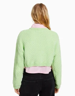 FEMME BERSHKA Maille*Pull texturé chenille
