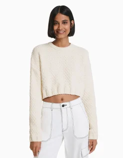 FEMME BERSHKA Maille*Pull texturé chenille