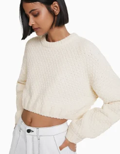 FEMME BERSHKA Maille*Pull texturé chenille