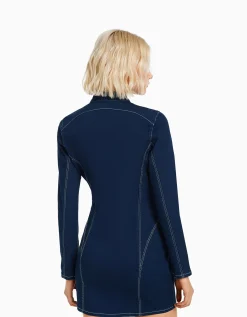 FEMME BERSHKA Vêtements*Robe denim moulante manches longues fil contraste