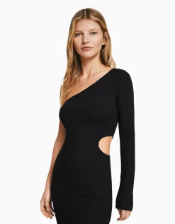 FEMME BERSHKA Vêtements*Robe longue asymétrique manches longues cut out