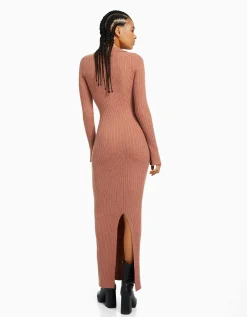FEMME BERSHKA Robes*Robe longue col polo maille
