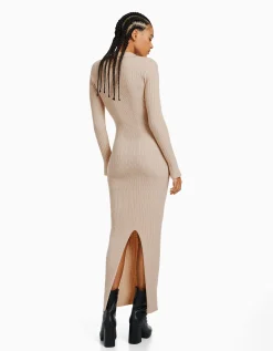 FEMME BERSHKA Robes*Robe longue col polo maille