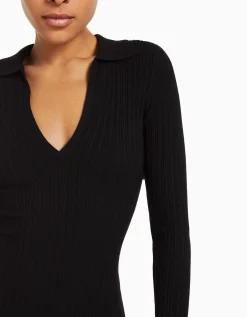 FEMME BERSHKA Robes*Robe longue col polo maille