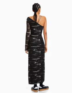FEMME BERSHKA Robes*Robe longue manches longues tulle imprimé